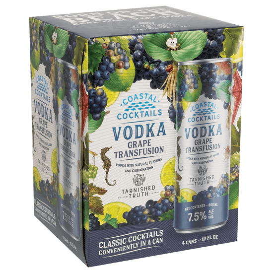 COASTAL COCKTAILS GRAPE TRANSFUISION FLAVORED VODKA 12 OZ 4 PACK