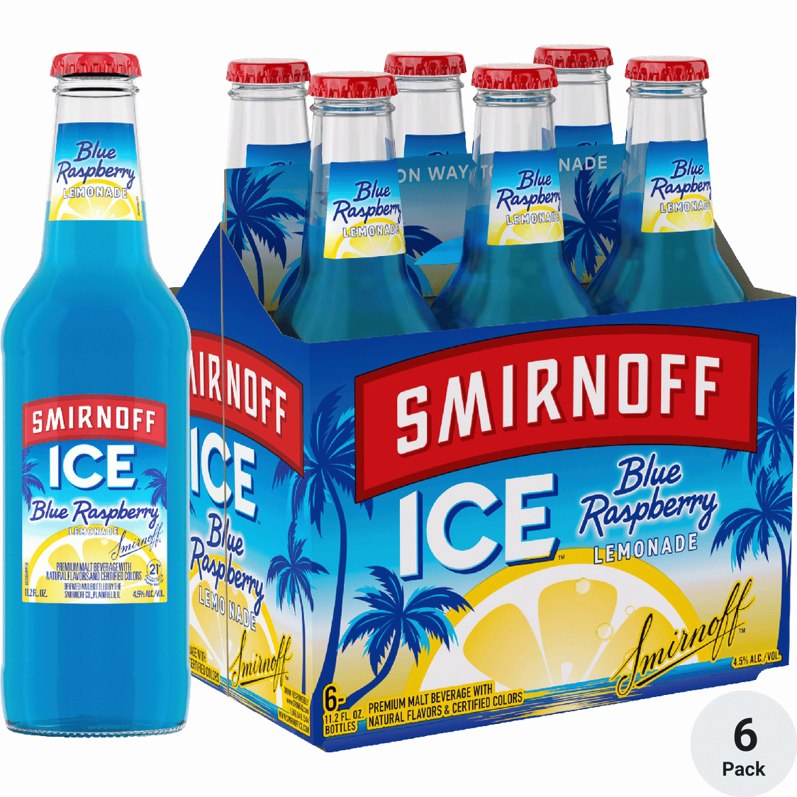 SMIRNOFF BLUE RASPBERRY LEMONADE  6 PACK 11.2 OZ